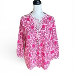 Vineyard Vines Cotton Pink and White Blouse Tunic M